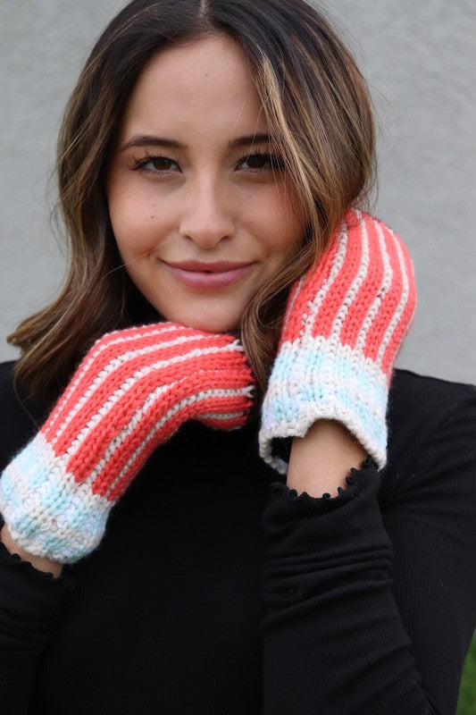 Tangerine Colorful Mittens with Fleece Lining