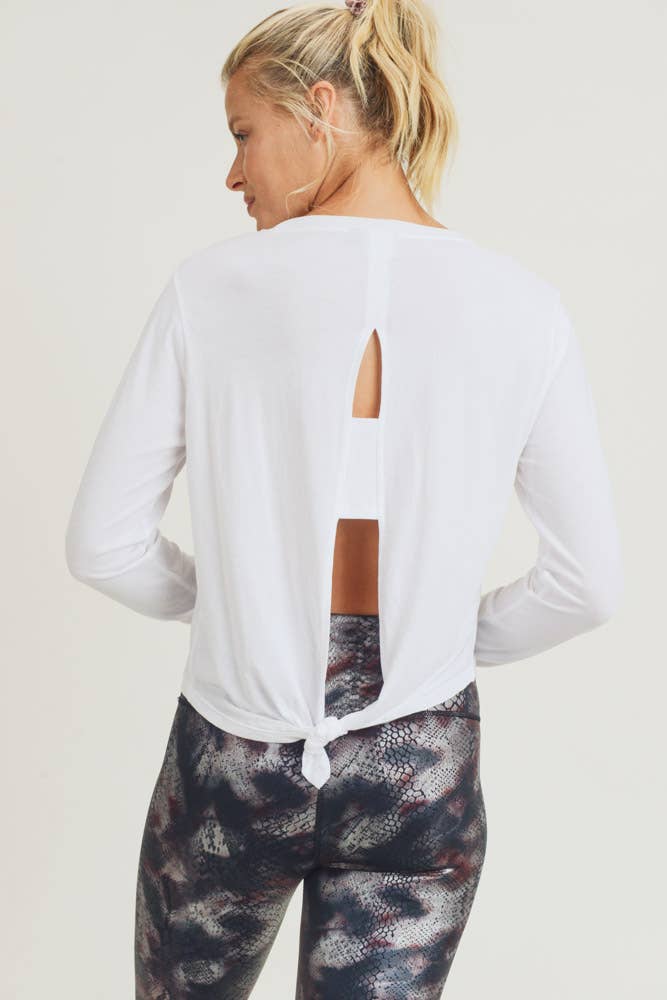 Tie-Back Double Cutout Top - White