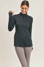 Load image into Gallery viewer, Waffled Long-Sleeve Top with Mock Neck
