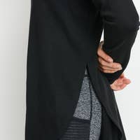 Load image into Gallery viewer, Ribbed Mesh Long Sleeve Flow Top with Side Slits-BLACK
