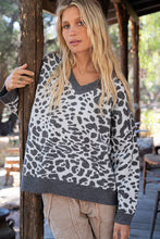 Load image into Gallery viewer, POL CLOTHING Animal Print Sweater-Grey/Ivory
