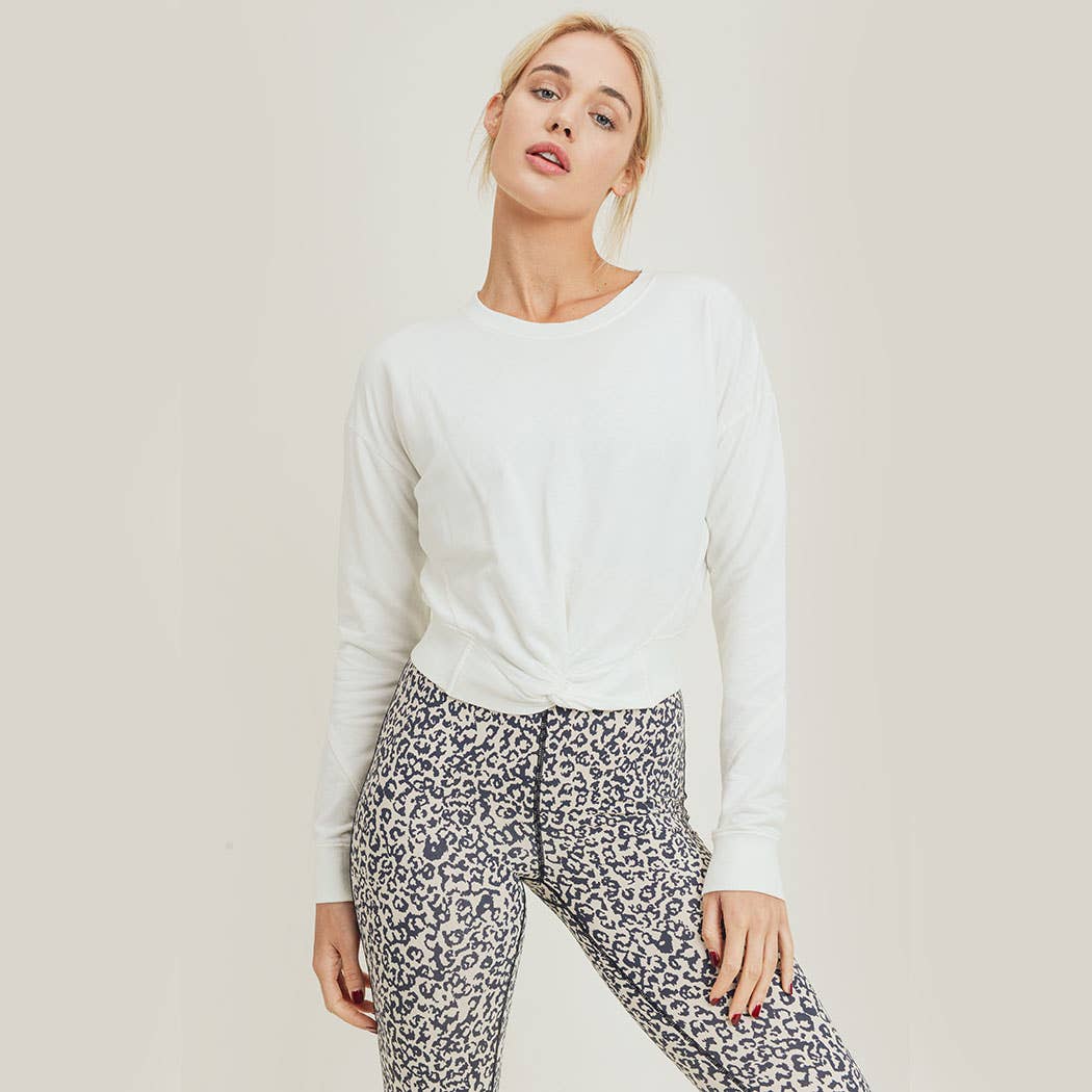 Pigment-Dyed Twist-Front Terry Cotton Pullover - White