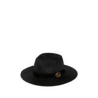 GG Metal Fedora Straw Hat - Black