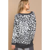 Load image into Gallery viewer, POL CLOTHING Animal Print Sweater-Grey/Ivory
