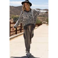 Load image into Gallery viewer, Animal Print Sweater-Grey/Ivory
