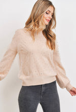 Load image into Gallery viewer, Rhinestone Sheer Overlay Sweater-Blush
