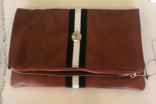 Load image into Gallery viewer, Preppy Stripe Foldover Clutch - Navy/White Stripe

