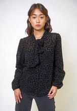 Load image into Gallery viewer, Cheetah Velvet Sheer Blouse
