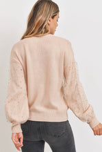 Load image into Gallery viewer, Rhinestone Sheer Overlay Sweater-Blush
