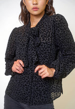 Load image into Gallery viewer, Cheetah Velvet Sheer Blouse
