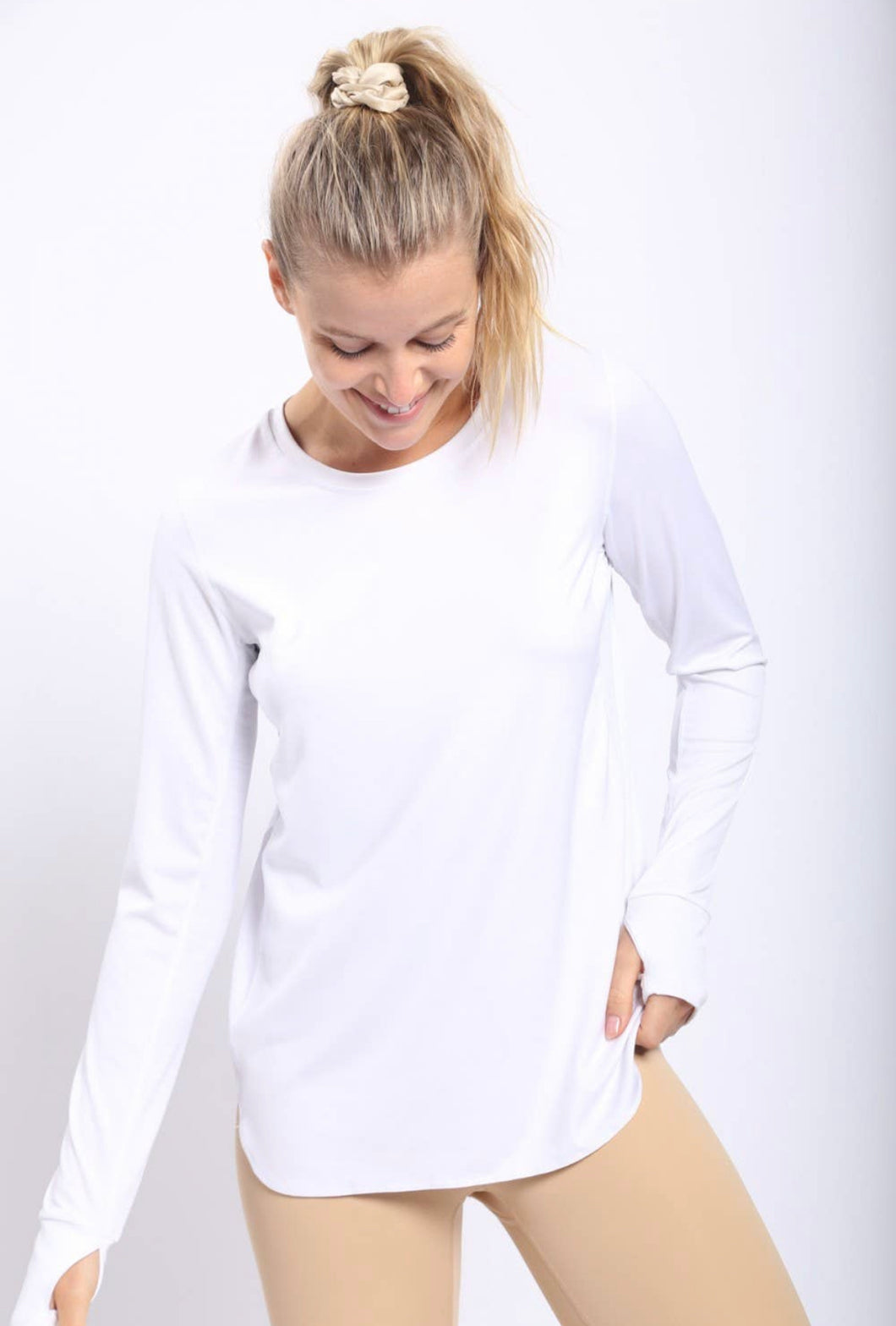 Active Top with Breathable Panels and Thumb Holes