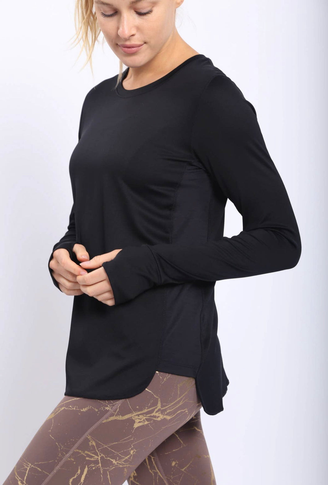 Active Top with Breathable Panels and Thumb Holes