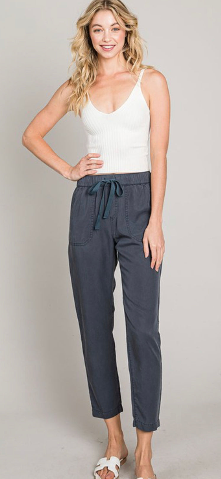 Tencel Drawstring Pocket Pants
