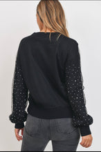 Load image into Gallery viewer, Rhinestone Sheer Overlay Sweater-Black
