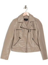 Load image into Gallery viewer, Bernardo Faux Leather Crop Jacket - Mink
