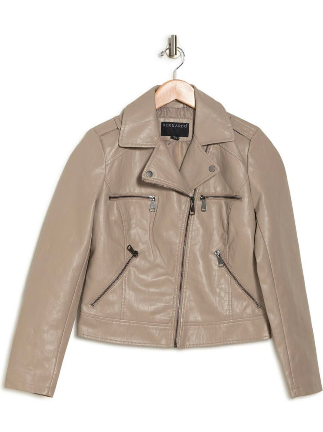 Bernardo Faux Leather Crop Jacket - Mink