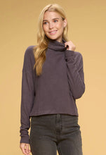 Load image into Gallery viewer, Brushed Knit Cowl Neck Crop Long Sleeve Top
