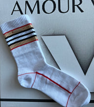 Load image into Gallery viewer, Amour Vogue Red/Khaki/Black Socks
