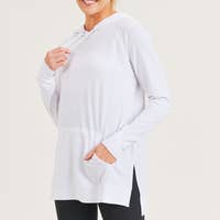 Load image into Gallery viewer, Hoodie Hi-Lo Raglan Pullover-WHITE
